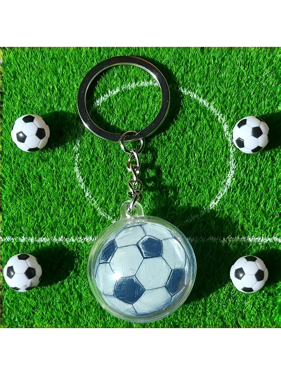 Soccer Keychain, Portable Transparent Acrylic Football Key Ring, Multi-functional Pendant for Backpack, Soccer Ball Keychain for Home Office Birthday Party Holiday Sport Activity