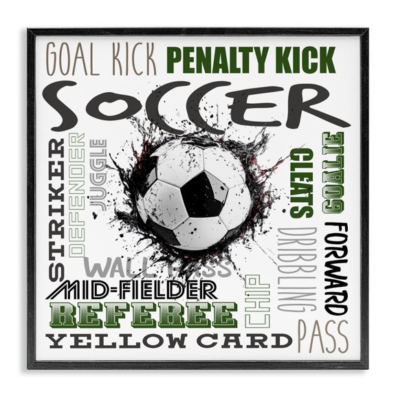 Stupell Industries Soccer Kick Game Phrases Black Framed Giclee Art, design by Kim Allen, 12 x 12