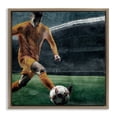 thumbnail image 1 of Stupell Industries Soccer Kick In Action Brown Framed Floater Canvas Wall Art, design by Kim Allen, 18 x 18, 1 of 9