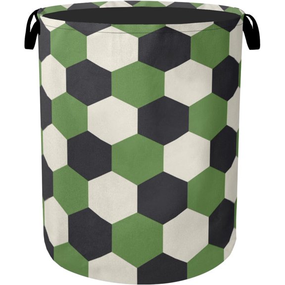 Soccer Large Clothes Hamper Bag - Laundry Basket with Handles, Space Saving Foldable Design for Nursery