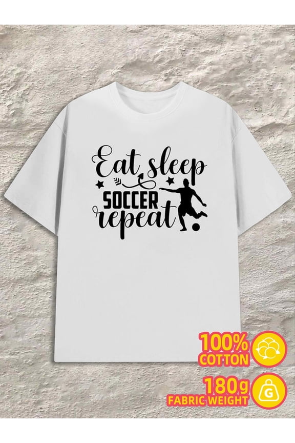 Soccer Life mens white 180G 100% Cotton Everyday and weekend wear Unique Design Unisex Shirt Cotton tshirts Casual Unisex Shirt Printed tshirts Funny Unisex Shirt Crewneck tshirts