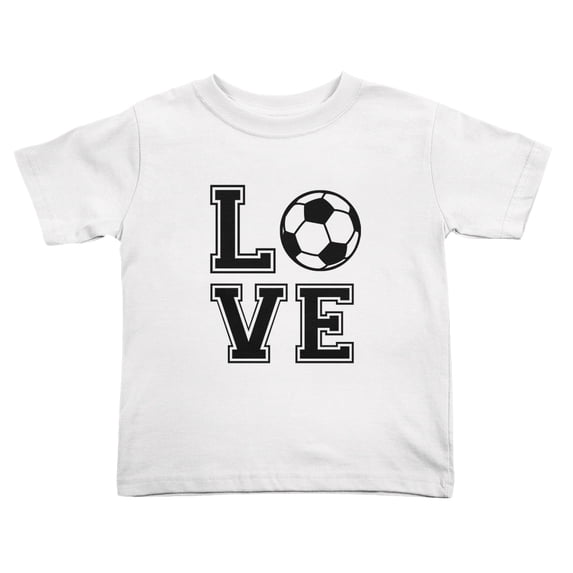 Soccer Love Cute Toddler T-Shirts for Boys Girls (White, Youth M)