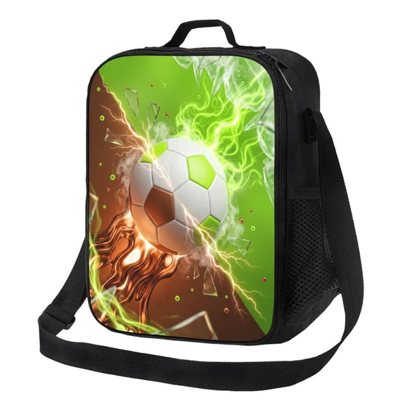 Soccer Lunch Box Insulated Thermal Leakproof Large Capacity Lunch Bag With Shoulder Strap Reusable Meal Prep Tote For Men Women Work Office Travel Beach