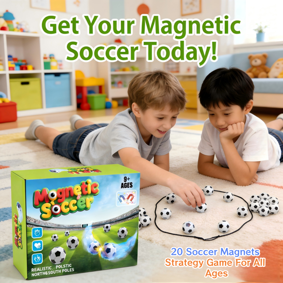 Soccer Magnetic Chess Game 20 PCS Portable Tabletop Strategy Set with Storage Bag, Family Fun for all ages