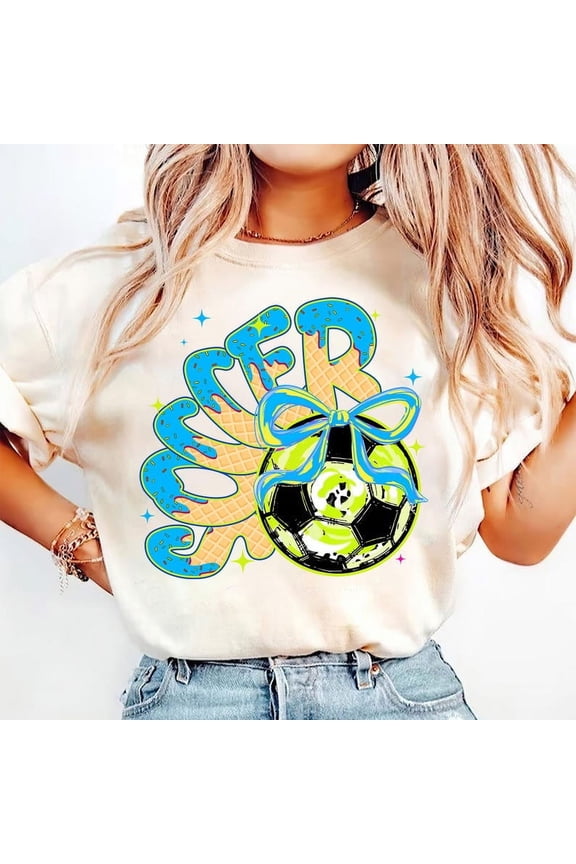 Soccer Mama Drip T-Shirt, Soccer Ice Cream Drip Tee, Game Day Soccer Shirt, Neon Soccer Mom Shirt, Trendy Soccer Game Day T-Shirt