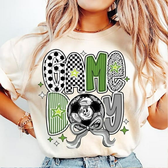 Soccer Mama T-Shirt, Coquette Game Day Tee, Brushstroke Soccer Bow Shirt for Moms