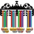 thumbnail image 1 of Soccer Medal Holder Display Football Medal Hangers Rack Sports Metal Hanging Awards Iron Small Mount Decor Awards for Men Wall Home Badge Soccer Team Medalist Black 11.4 x 5.1 Inch-Medals, 1 of 9