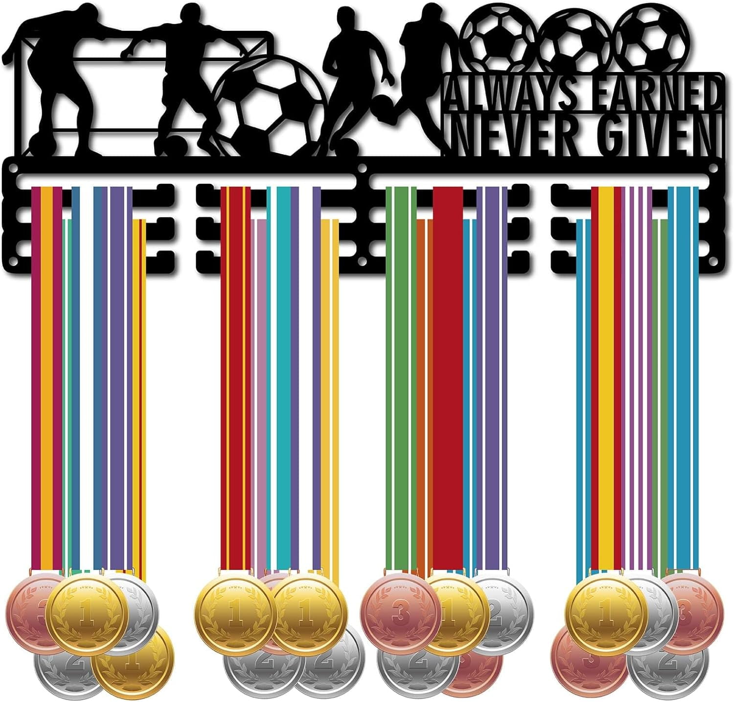 Soccer Medal Holder Display Hanger Medals Rack Black Metal Iron Medal ...