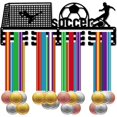 thumbnail image 1 of Soccer Medal Holder Football Medal Holder Medal Rack Display Hanging Awards Wall Mounted 3 Lines Design Hold 60+ Medals Room Decoration Gift for Soccer Football Player Black 15.7x5.9 Inch, 1 of 7