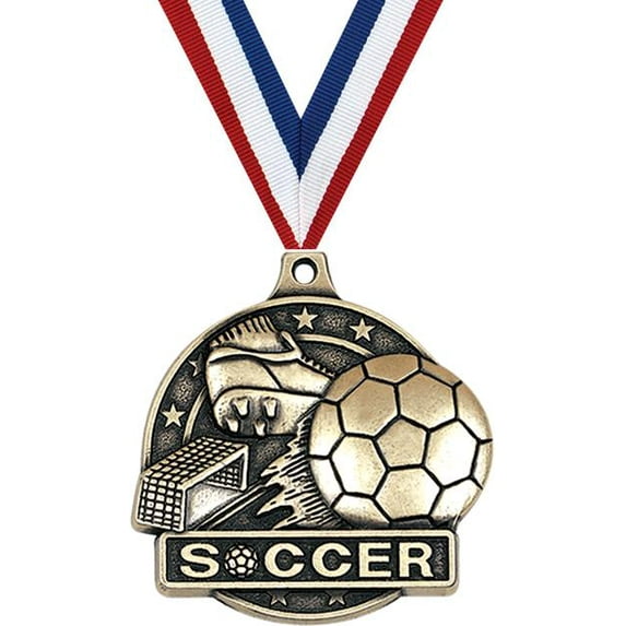 Soccer Medals, 2" Gold Diecast Soccer Medal Award 100 Pack