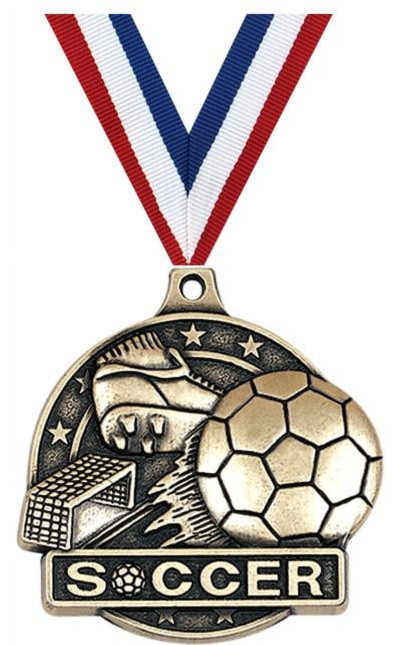 Soccer Medals, 2" Gold Diecast Soccer Medal Award 5 Pack