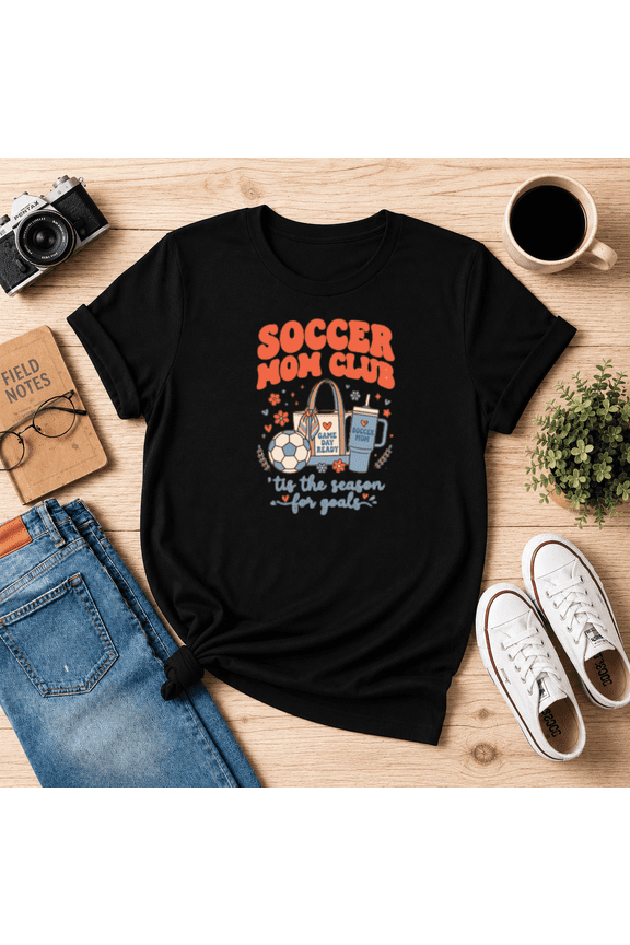 Soccer Mom Club Retro Graphic Unisex T-Shirt 'Tis The Season For Goals N3045, S-5XL