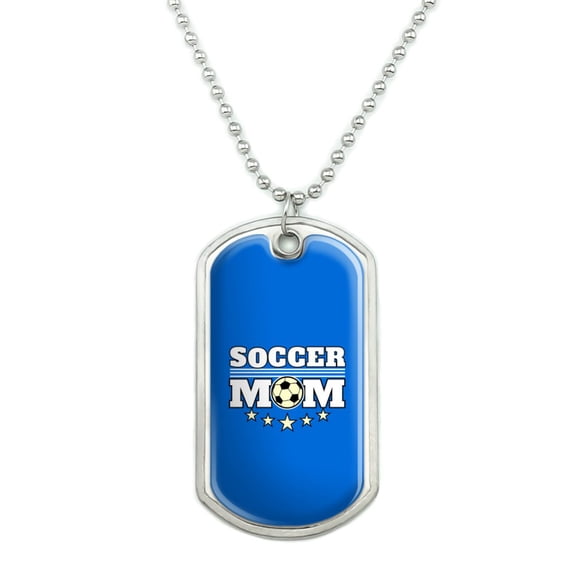 Soccer Mom Mother Sports Military Dog Tag Pendant Necklace with Chain