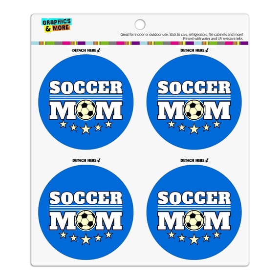 Soccer Mom Mother Sports Refrigerator Fridge Locker Vinyl Circle Magnet Set