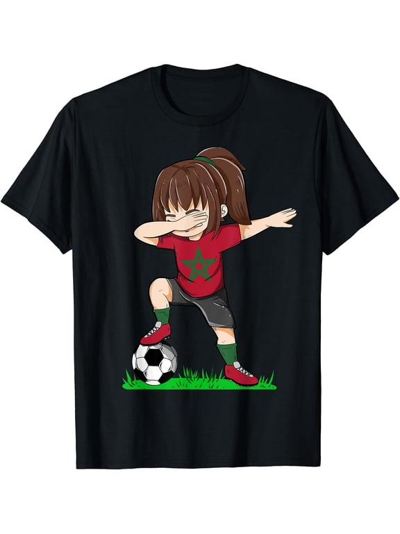 Soccer Morroco Jersey Moroccan Flag Football Girls Dab Vintage T-Shirt