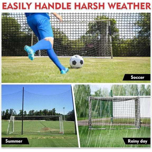 Soccer Net for Backyard, Open Goal Soccer Nets for Kids, Sports Netting for Football Practice Training/Basketball/HockeyTennis/Backstop 10x10ft to 10x50ft/15x20ft/15x30ft (Installation Rope Included)