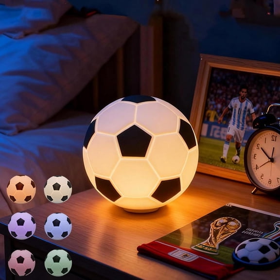 Soccer Night Light for Kids, 7 Color Dimmable LED Lamp with Timer, Rechargeable(DSF)