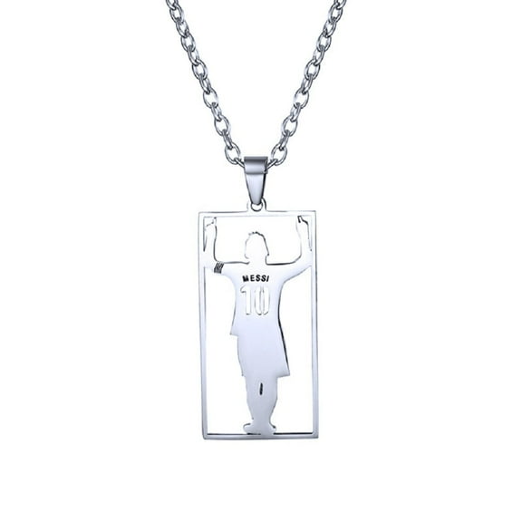 Soccer Number 10 Necklace for Men, Hip Hop Soccer Tag Necklace, Silver No. 10 Soccer Player Pendant Necklace with 23.6"Chain, Stainless Steel Punk Rock Football Player Pendant