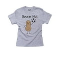 thumbnail image 1 of Soccer Nut - Peanut Smiling with Soccer Ball - Cute Boy's Cotton Youth Grey T-Shirt, 1 of 2