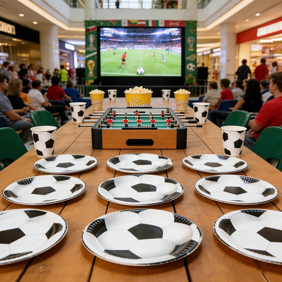 Soccer Paper Plates, 10 Pack Disposable Dinnerware for Birthday Party, 7 Inch and 9 Inch, Football Theme Events