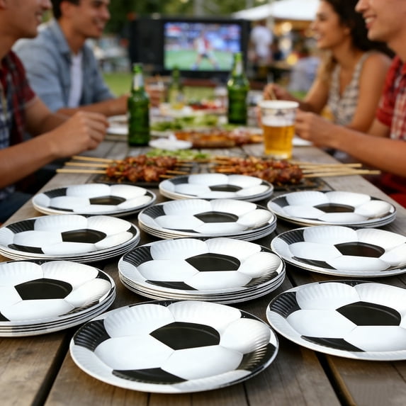 Soccer Paper Plates Football Theme Tableware Disposable Dinnerware Serving Guests for Sport Birthday Party Celebration Events, KTFgvq