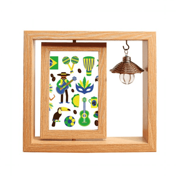 Soccer Parrot Guitar Coffee Brazil Wooden Rotating Picture Photo Frame 4x6