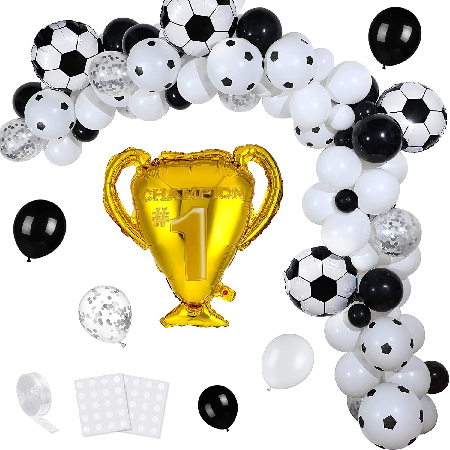 Kit arche à ballons Black Gold & Silver (108 Ballons)