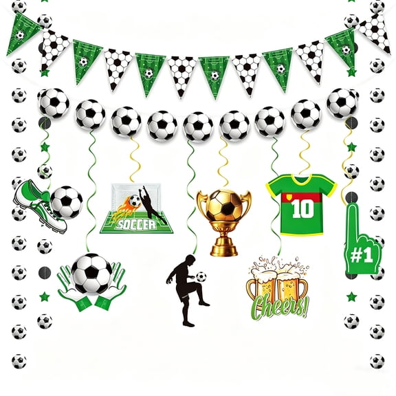 Soccer Party Banners, Sports Birthday Decorations & Soccer Party Decor,5-Pack