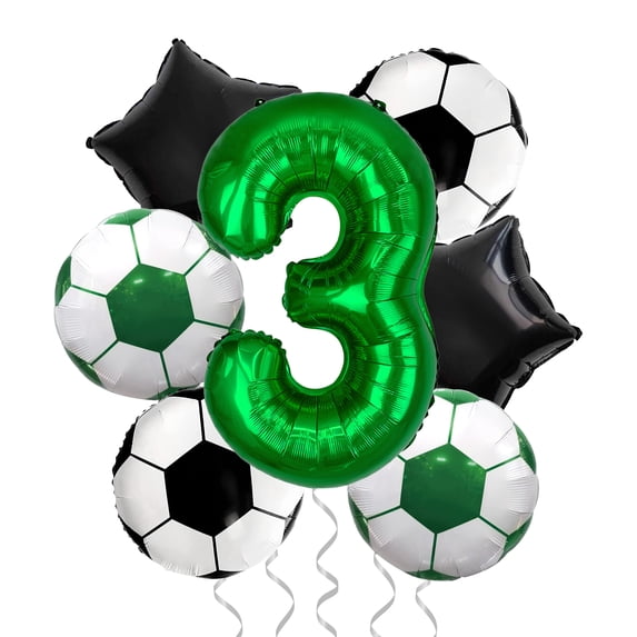 Soccer Party Decorations, Soccer Foil Balloons, Number 3Foil Balloons for Kids Soccer Fans Birthday Party, Soccer Game Day Party Decorations