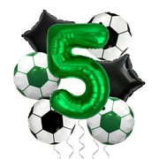 Soccer Party Decorations, Soccer Foil Balloons, Number 5Foil Balloons for Kids Soccer Fans Birthday Party, Soccer Game Day Party Decorations