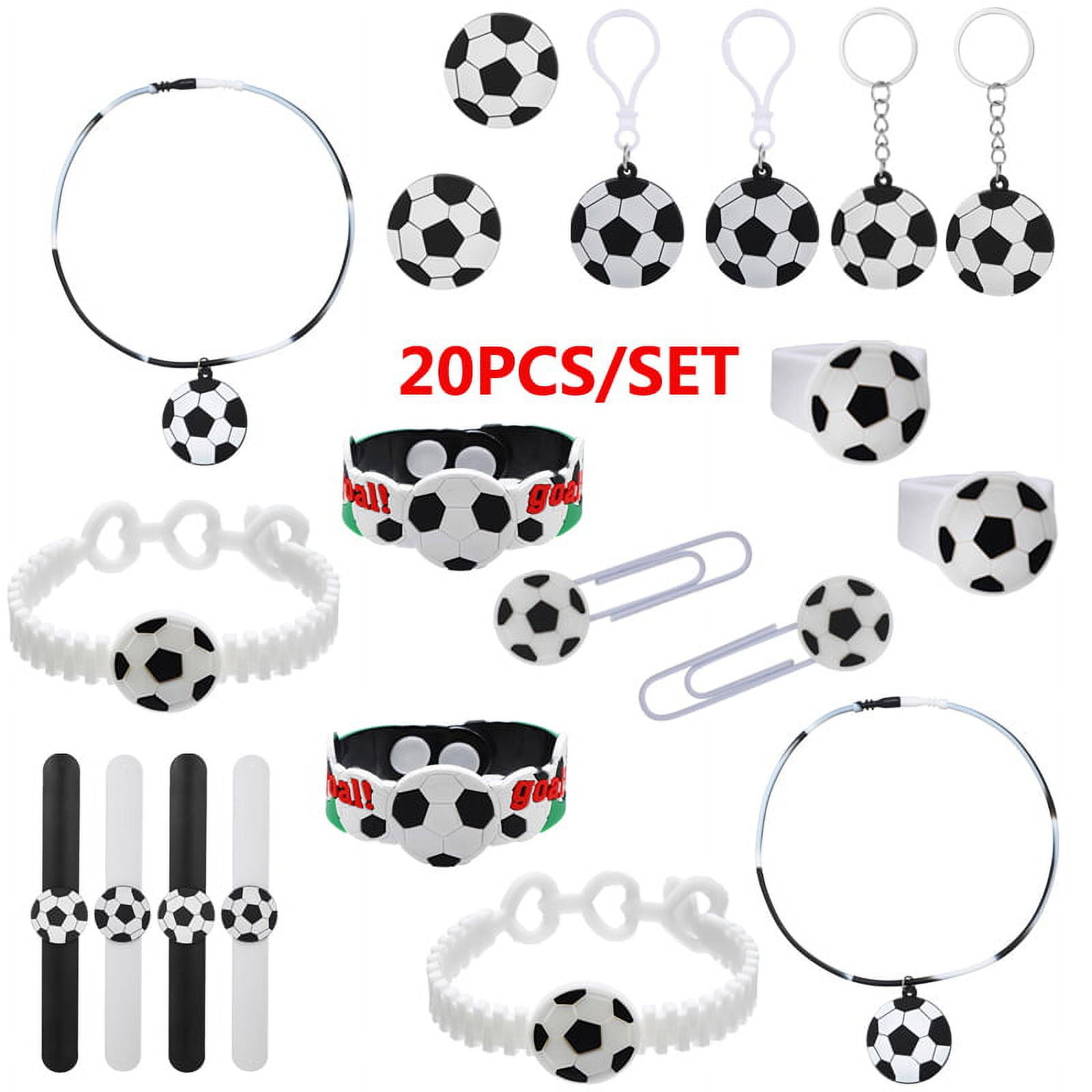 Soccer Party Gift Set of 20 Pieces,Silicone Bracelet Key Chain Ideal