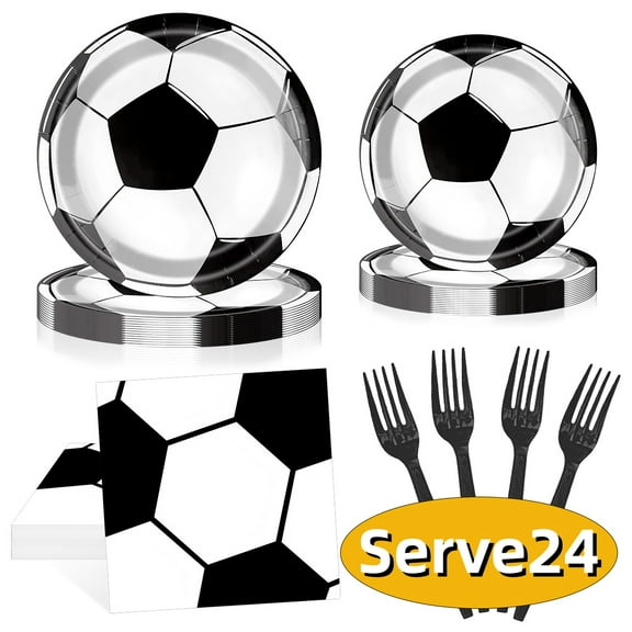 Soccer Party Plates Napkins Sports Birthday Party Supplies Disposable Ball Paper Dessert Cake Dinnerware Tableware Soccer Party Decorations Favors Serves 24