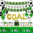 thumbnail image 1 of Soccer Party Supplies - 3 Set Soccer Themed Happy Birthday Banners, 1 Table Cloth, 10 Cake Toppers and 15 Soccer Theme Balloons Decorations for Kids and Soccer Fans Birthday Party, 1 of 7