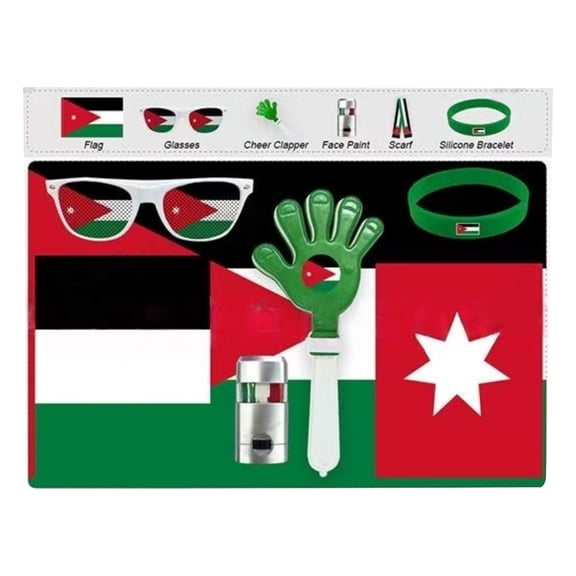 Soccer Party Supplies South Africa Plastic Fan Gear Set with Handheld Flag, Novelty Glasses, Stadium Hand Clapper Noisemaker, Face Paint, Wristband, Scarf, Sports Bar Decorations