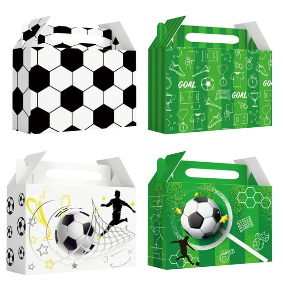 Soccer Party Treat Boxes, 24 Pcs Soccer Goody Boxes Set - Soccer Theme Party Favor Boxes, Soccer Party Candy Boxes & Soccer Gift Box for Soccer Birthday Party Decorations