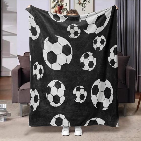 Soccer Pattern Blanket Soft Funny Throw Blanket Cozy Lightweight Plush Portable Cover Blanket For Sofa,Warm Gift For Birthday,Christmas,Multiple Blankets