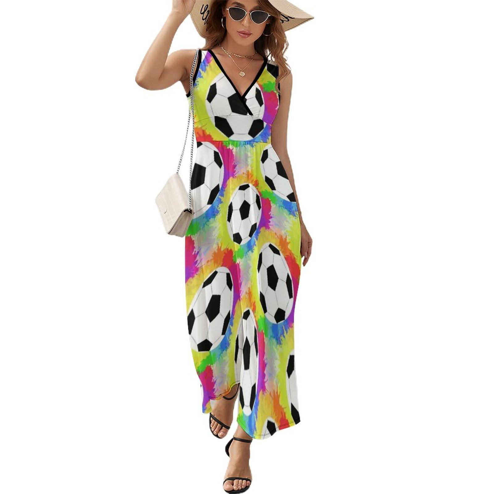Soccer Pattern Goal Score Stadium Champion Sleeveless Dress dresses ladies 2024 summer women s dresses luxury Walmart
