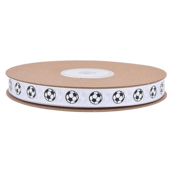Soccer Pattern Grosgrain Ribbon 716 Inch White Graduation Ribbon for Gift Wrapping Graduation Party Favors Soccer Party Supplies