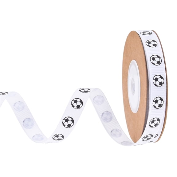 Soccer Pattern Grosgrain Ribbon Roll for Gift Wrapping Graduation Party Favors DIY Craft Decorations Packaging Supplies