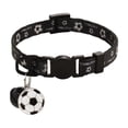 thumbnail image 1 of Soccer Pattern Pet Collar with Safety Buckle, Decorative Polycotton Neck Strap for Cats and Dogs for Game Day, Black, 1 of 5