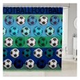 thumbnail image 1 of Soccer Pattern Waterproof Shower Curtains Luxury Heavy Fabric Bathroom Shower Curtain Blue Gray Stripe Hotel Home Dorm Bathtubs Decor Shower Curtain Machine Washable Grommet Curtain 72 x 84 Inch, 1 of 7
