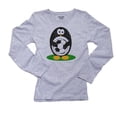 thumbnail image 1 of Soccer Penguin Holding Soccer Ball - Cute Women's Long Sleeve Grey T-Shirt, 1 of 2