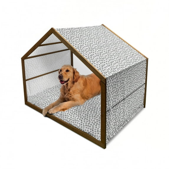 Soccer Pet House, Cartoon Funny Football Numbers Pattern of Smiling Digits Sports and Theme, Outdoor & Indoor Portable Dog Kennel with Pillow and Cover, 5 Sizes, Multicolor, by Ambesonne