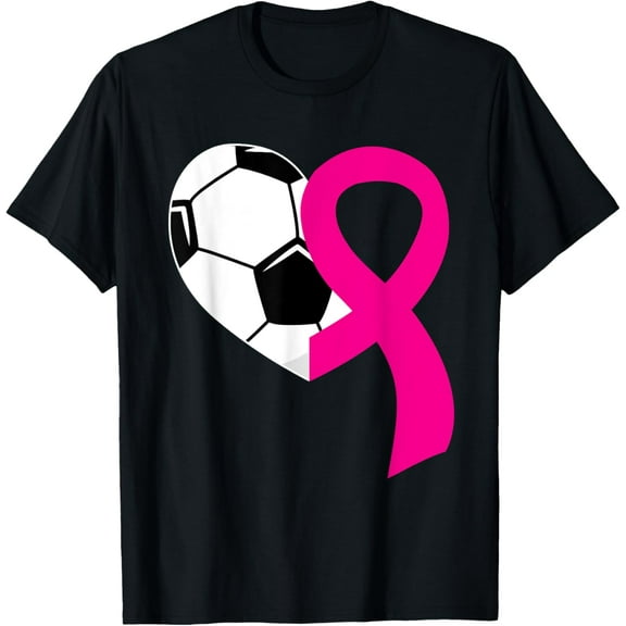 Soccer Pink Ribbon Heart Cool Breast Cancer Awareness Gifts T-Shirt