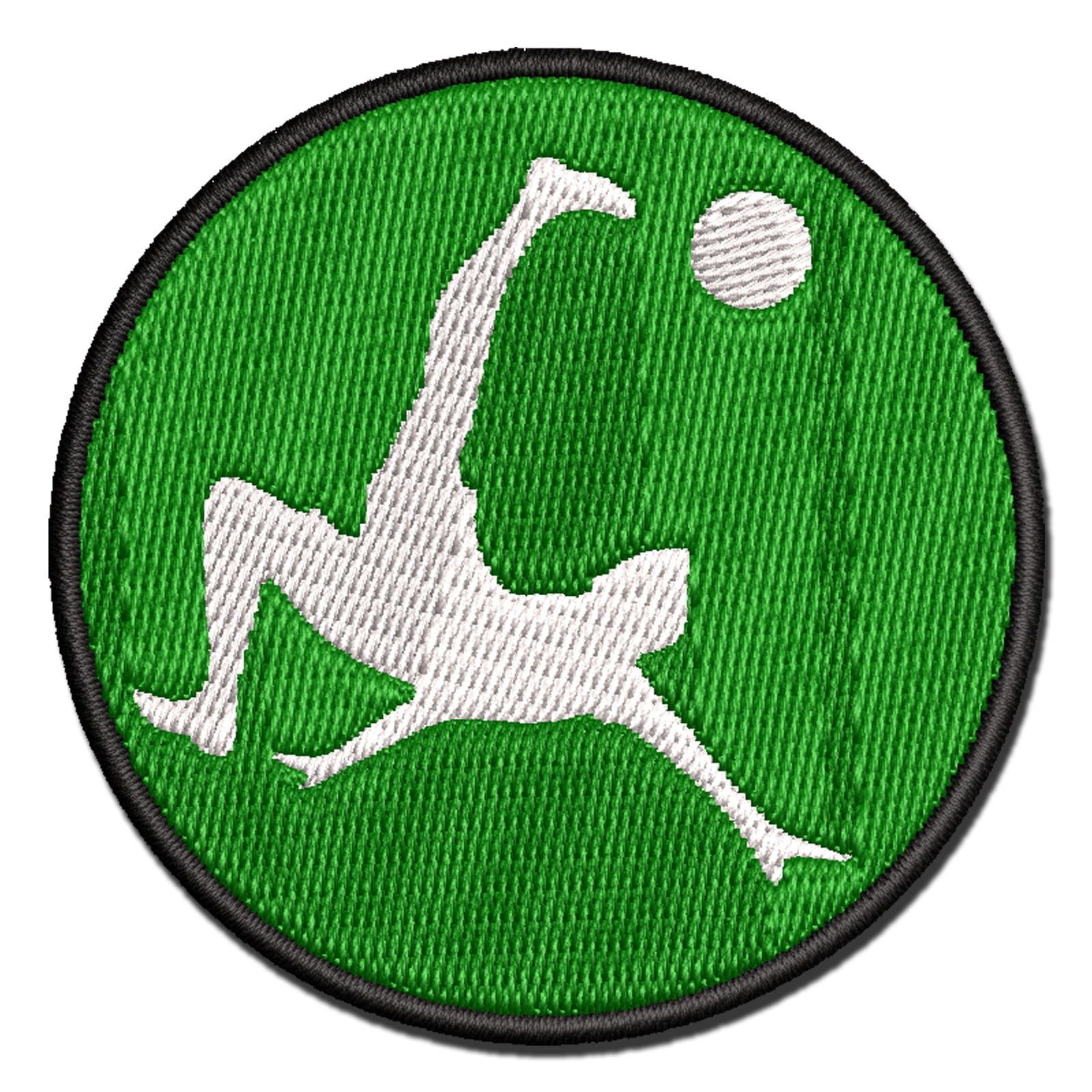 Soccer Player Bicycle Overhead Scissors Kick Ball Association Football Applique Multi-Color Embroidered Iron-On Patch - 3.5 Inch Large