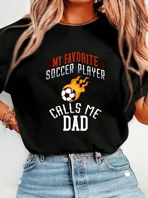 Soccer Player Calls Me Dad Graphic Print Funny Father Gift Cotton Men's Women's Tee Shirt