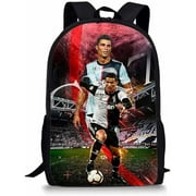 LINRONG Soccer Player Cristiano Ronaldo Backpack,CR7 Lightweight Canvas Bookbag-Waterproof Casual Knapsack for Travel