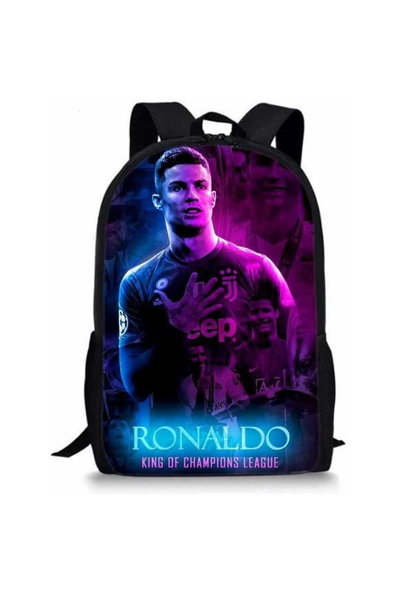 Soccer Player Cristiano Ronaldo Backpack,CR7 Lightweight Canvas Bookbag-Waterproof Casual Knapsack for Travel