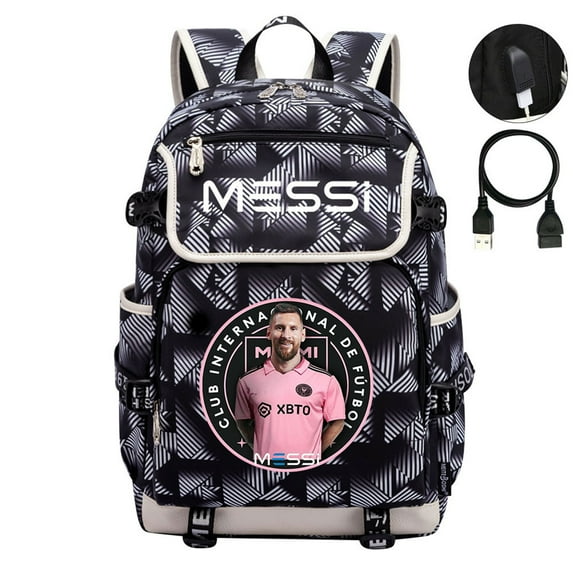 Soccer Player Messi_10 Backpack with USB Charging Port-Student Back to School Bookbag Large Capacity Travel Laptop Knapsack