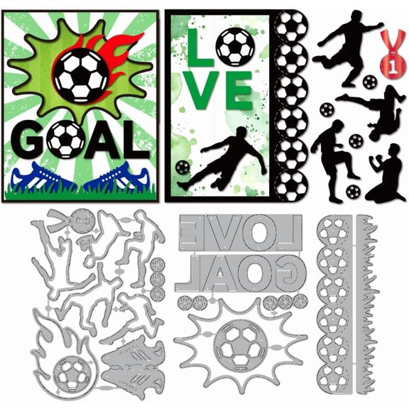 Soccer Player Metal Die Cuts Love Goal Medal Cutting Dies Stencil Sports Sneakers Embossing Scrapbooking Cuts Template for DIY Scrapbooking Craft Card Making Album Gift Decor